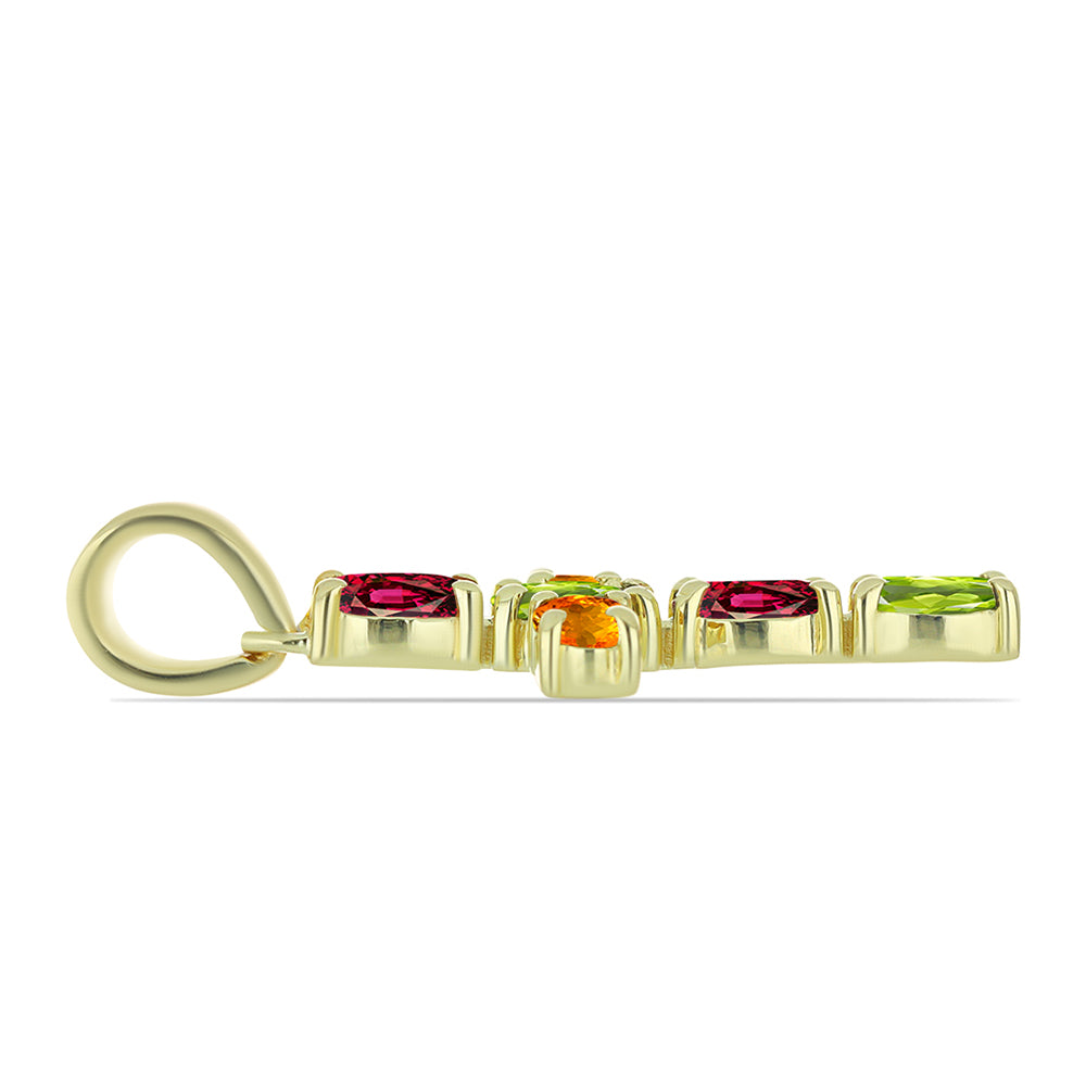 Cruce Pandantiv din Argint 925 Placat cu Aur ( 1.35 grame ) cu Turmalină Chakra 1.32 Carate