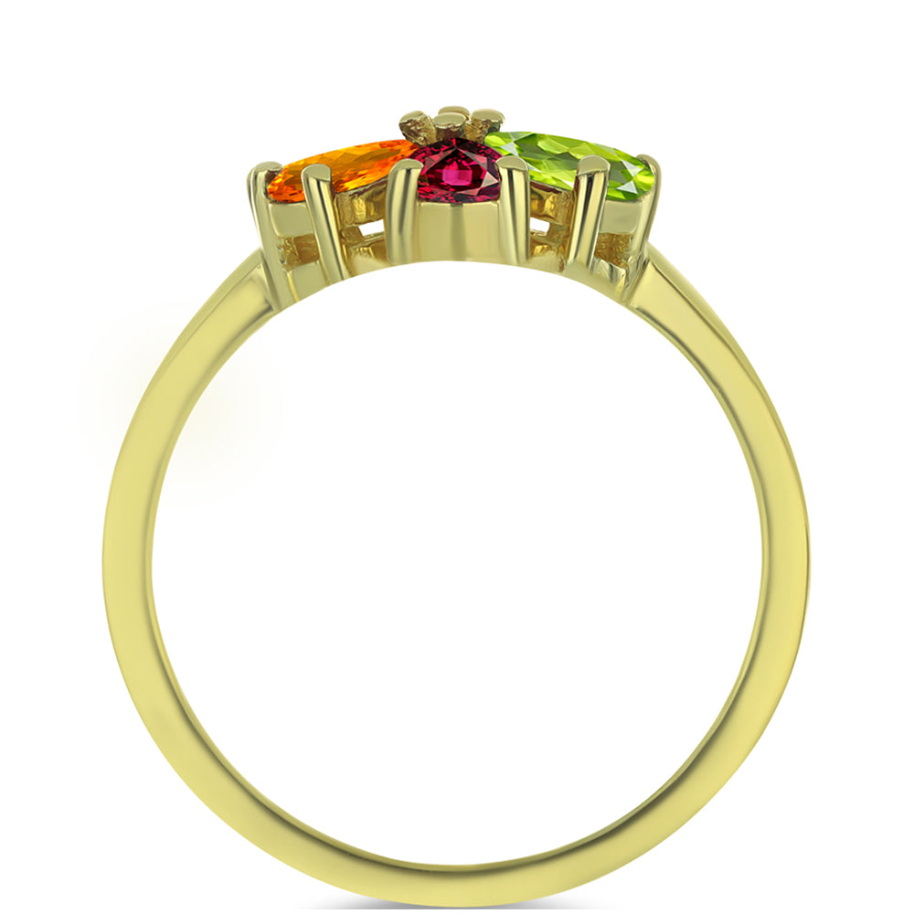 Inel din Argint 925 Placat cu Aur ( 2.63 grame ) cu Turmalină Chakra și Topaz Alb 1.15 Carate 2 