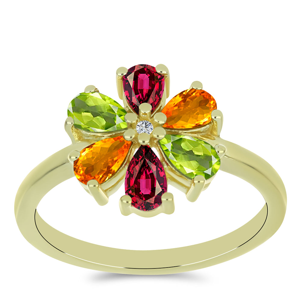 Inel din Argint 925 Placat cu Aur ( 2.63 grame ) cu Turmalină Chakra și Topaz Alb 1.15 Carate