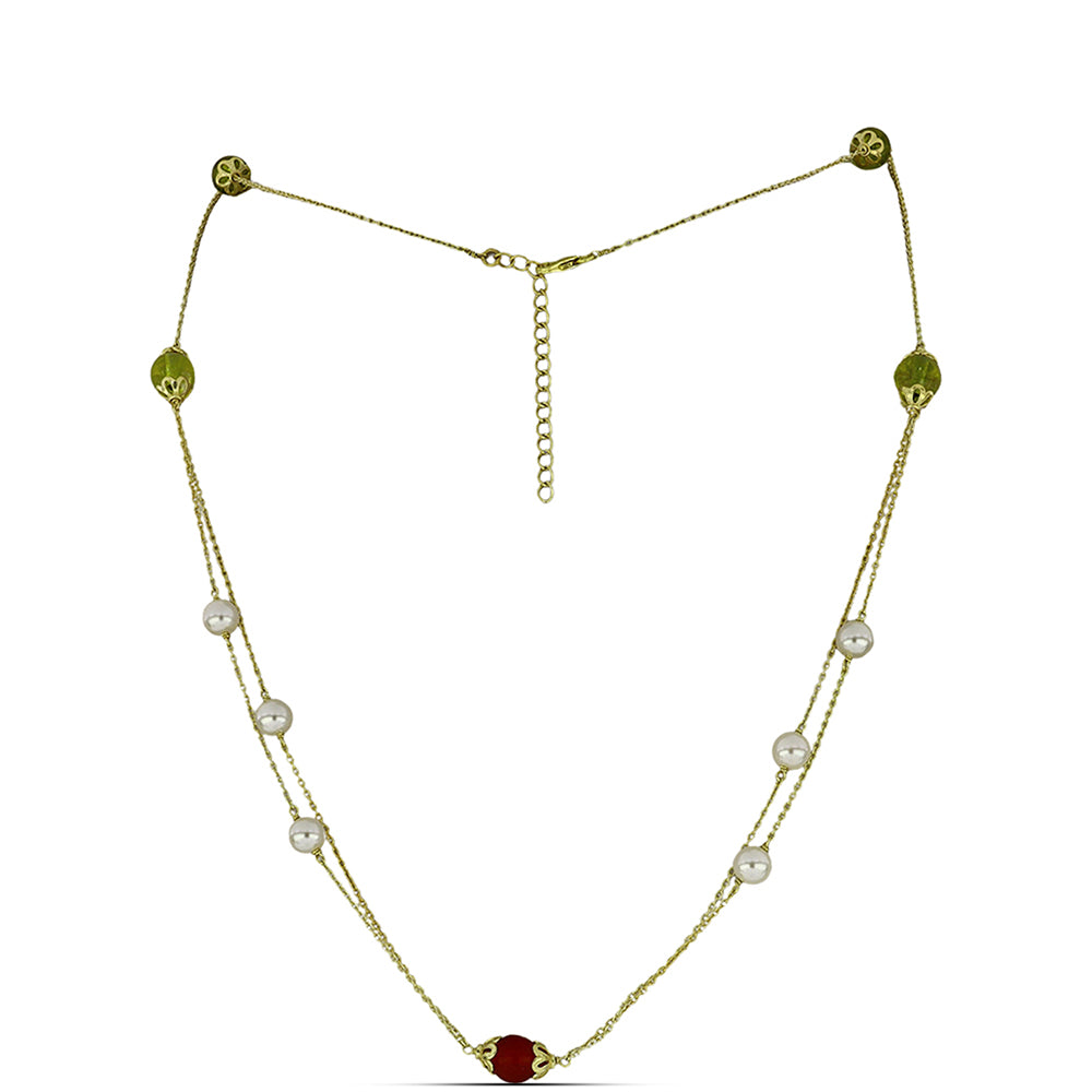 Colier din Argint 925 Placat cu Aur ( 3.61 grame ) cu Citrin Ural și Carneol 18 Carate 1 