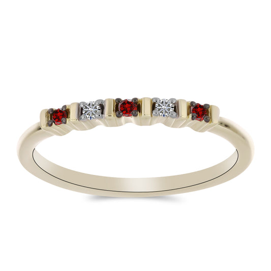Inel din Argint 925 Placat cu Aur ( 1.51 grame ) cu Diamant Roșu și Diamant Alb 0.1 Carate