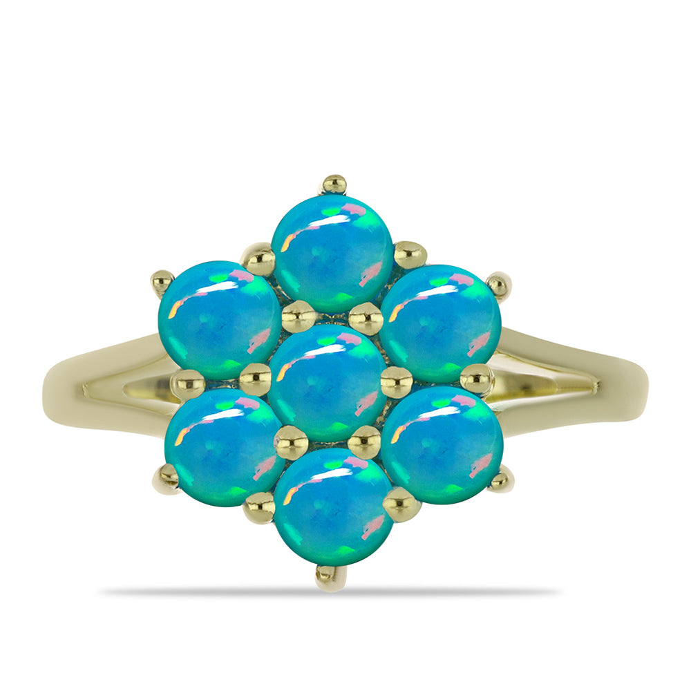 Inel din Argint 925 Placat cu Aur ( 3.46 grame ) cu Opal Albastru Etiopian Paraiba 1.17 Carate 1 