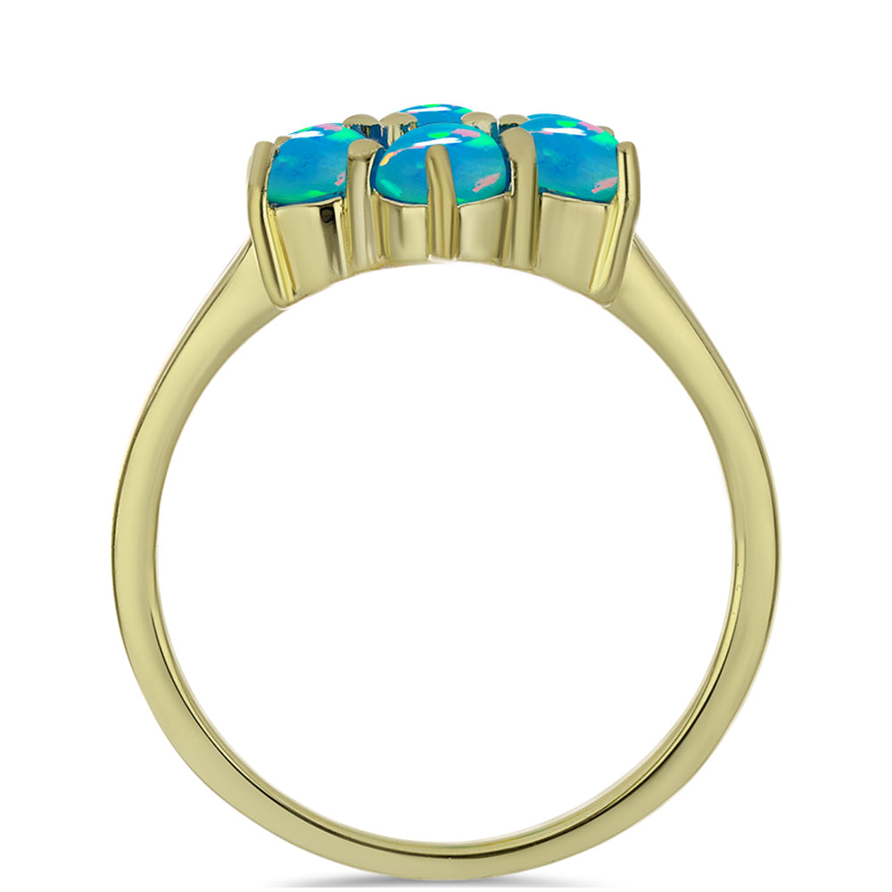 Inel din Argint 925 Placat cu Aur ( 3.46 grame ) cu Opal Albastru Etiopian Paraiba 1.17 Carate