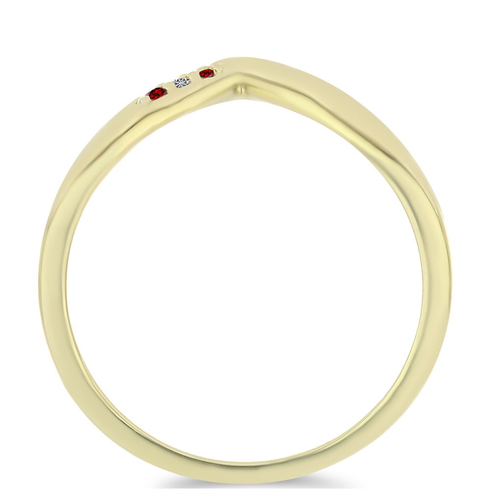 Inel din Argint 925 Placat cu Aur ( 1.6 grame ) cu Diamant Roșu și Diamant Alb 0.03 Carate 2 