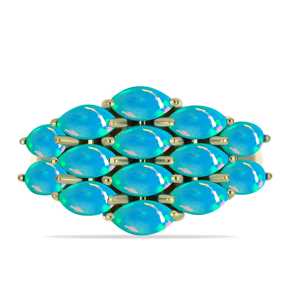 Inel din Argint 925 Placat cu Aur ( 4.67 grame ) cu Opal Albastru Etiopian Paraiba 2.09 Carate 1 