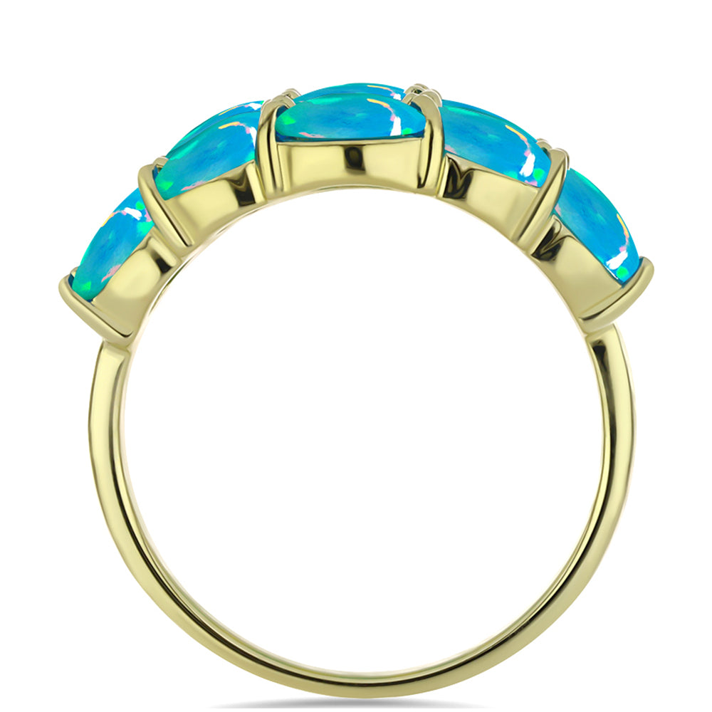 Inel din Argint 925 Placat cu Aur ( 4.67 grame ) cu Opal Albastru Etiopian Paraiba 2.09 Carate 2 