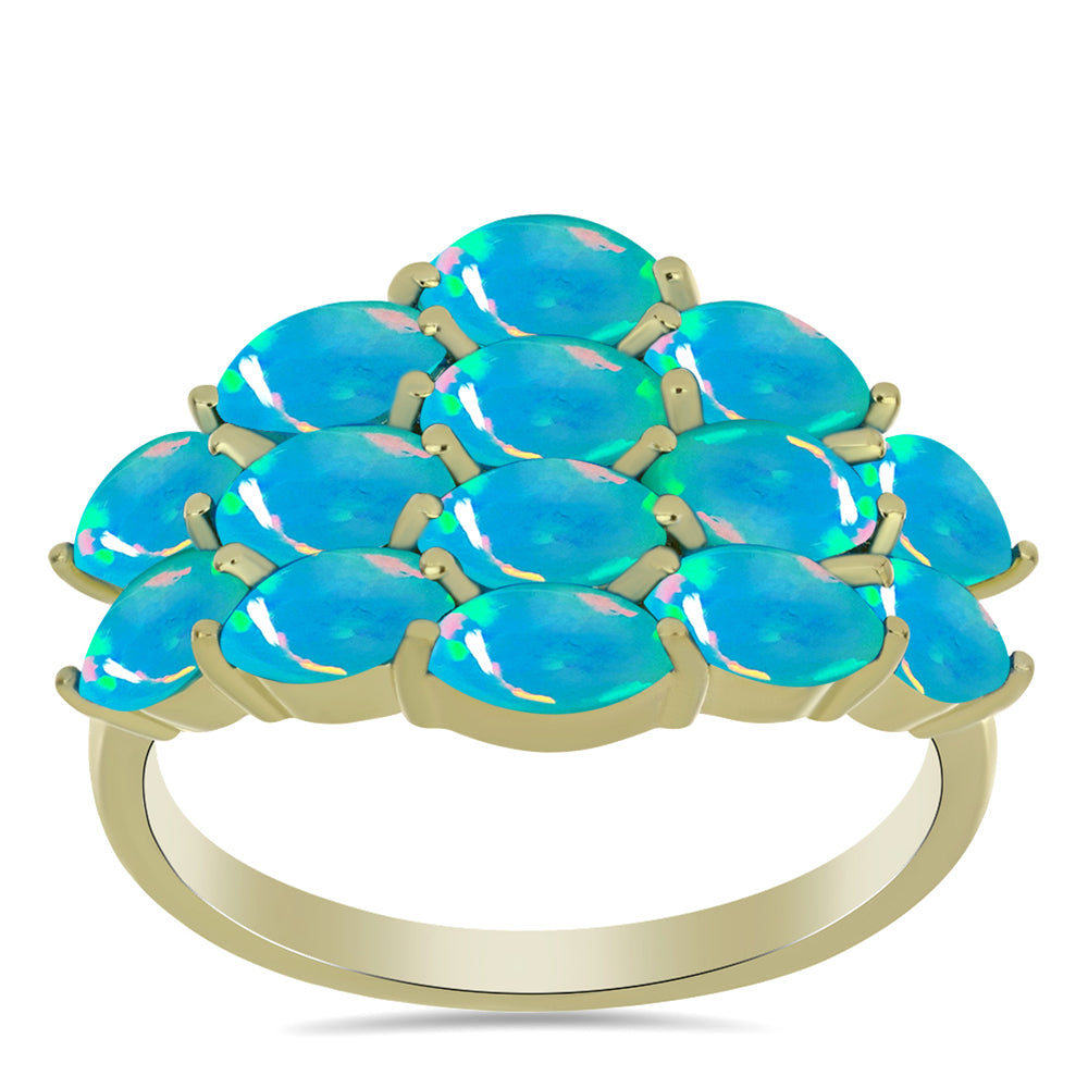 Inel din Argint 925 Placat cu Aur ( 4.67 grame ) cu Opal Albastru Etiopian Paraiba 2.09 Carate 3 