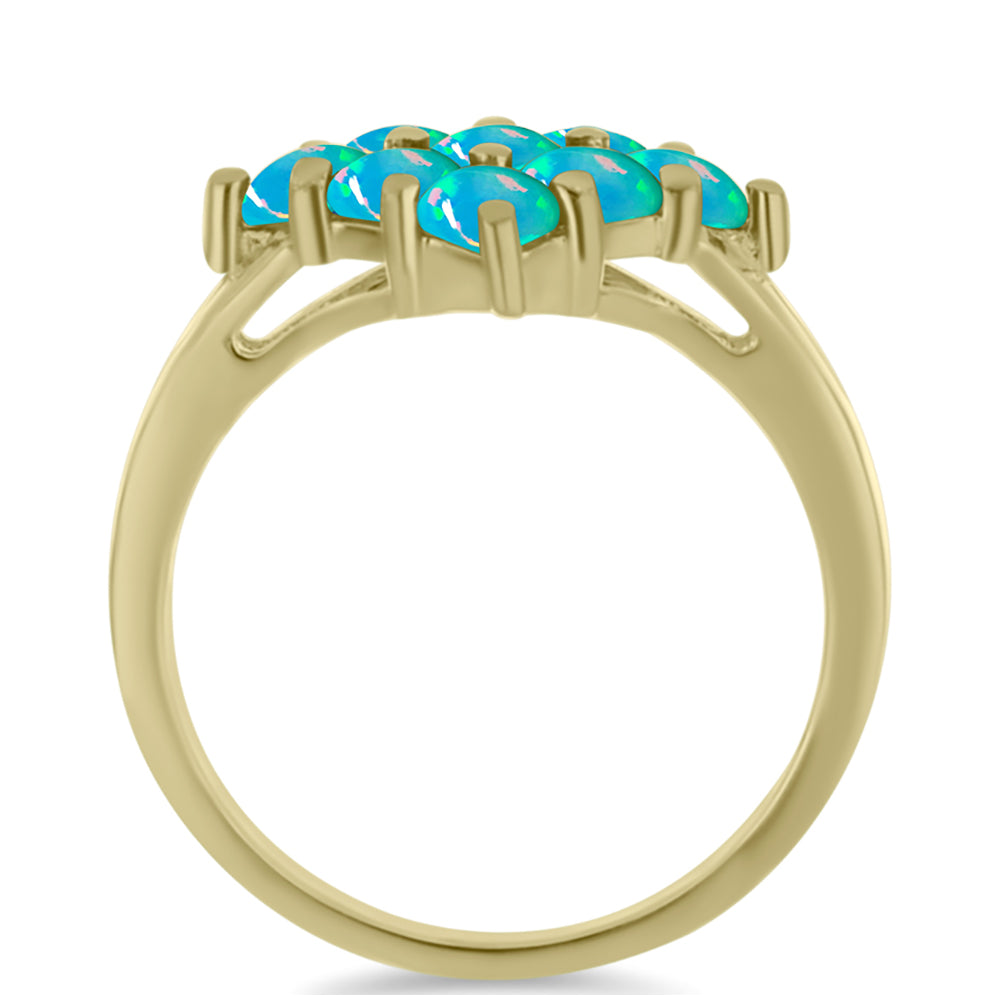 Inel din Argint 925 Placat cu Aur ( 3.33 grame ) cu Opal Albastru Etiopian Paraiba 0.97 Carate