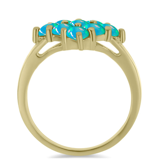 Inel din Argint 925 Placat cu Aur ( 3.33 grame ) cu Opal Albastru Etiopian Paraiba 0.97 Carate
