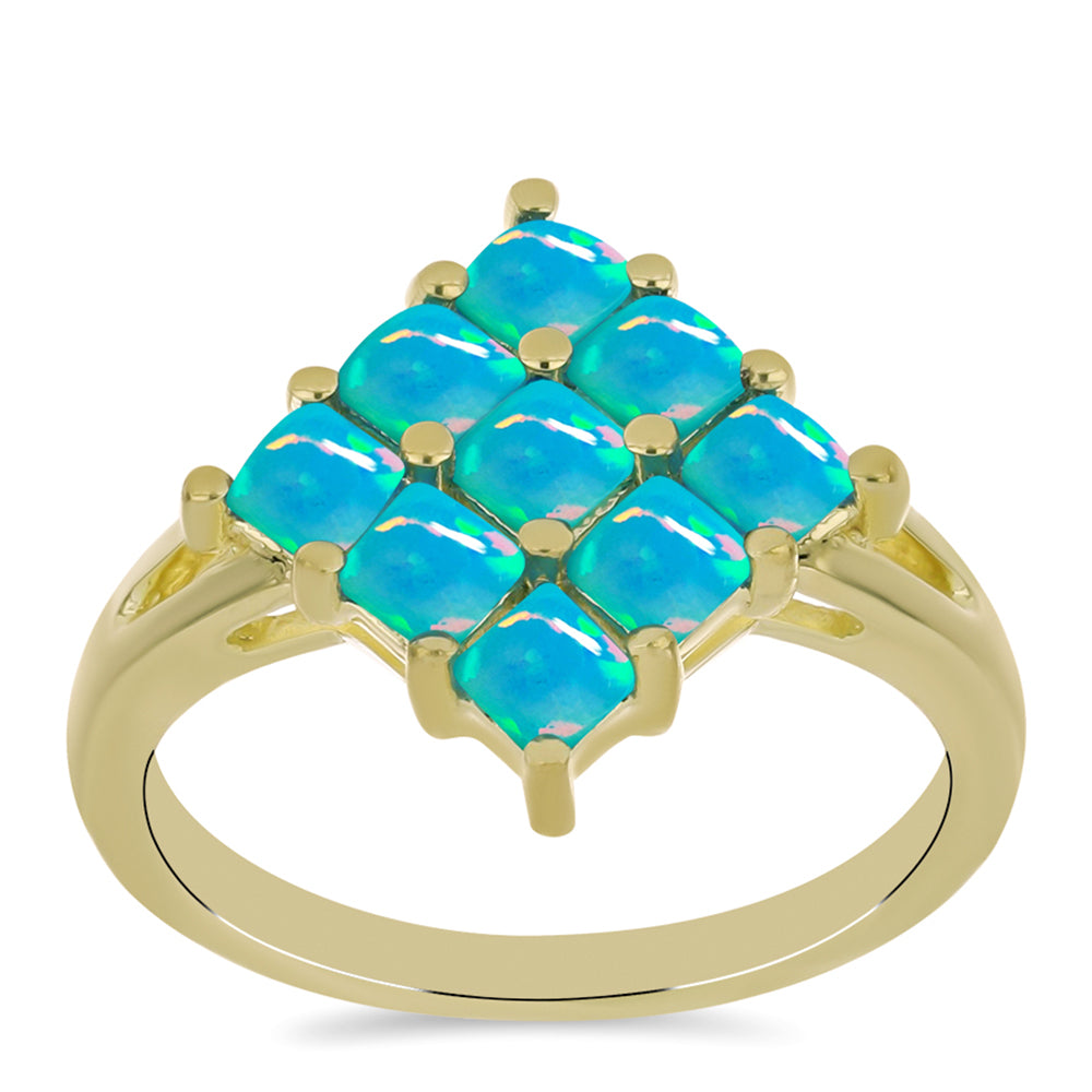 Inel din Argint 925 Placat cu Aur ( 3.33 grame ) cu Opal Albastru Etiopian Paraiba 0.97 Carate