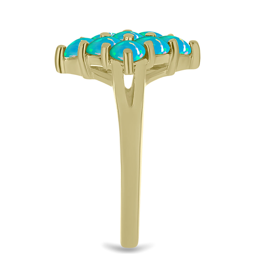 Inel din Argint 925 Placat cu Aur ( 3.33 grame ) cu Opal Albastru Etiopian Paraiba 0.97 Carate 4 