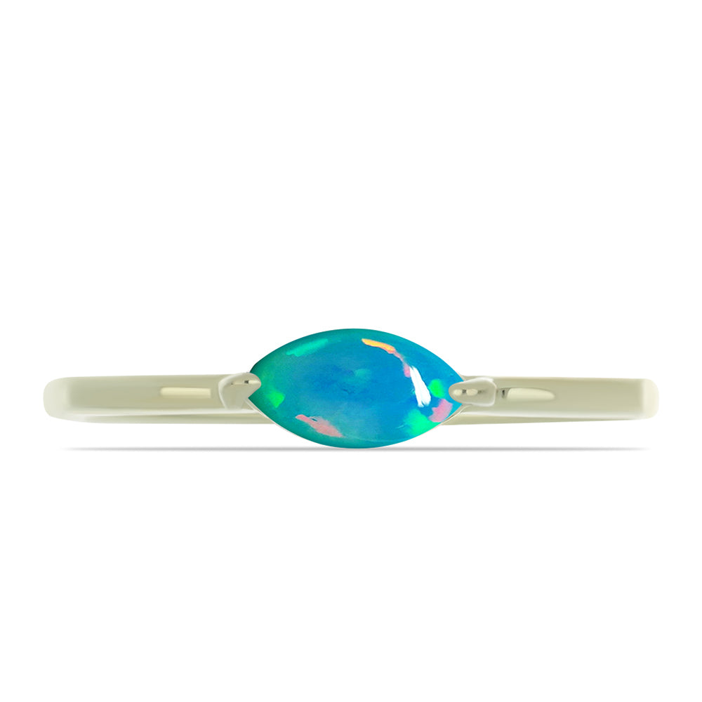 Inel din Argint 925 Placat cu Aur ( 1.49 grame ) cu Opal Albastru Etiopian Paraiba 0.35 Carate 1 