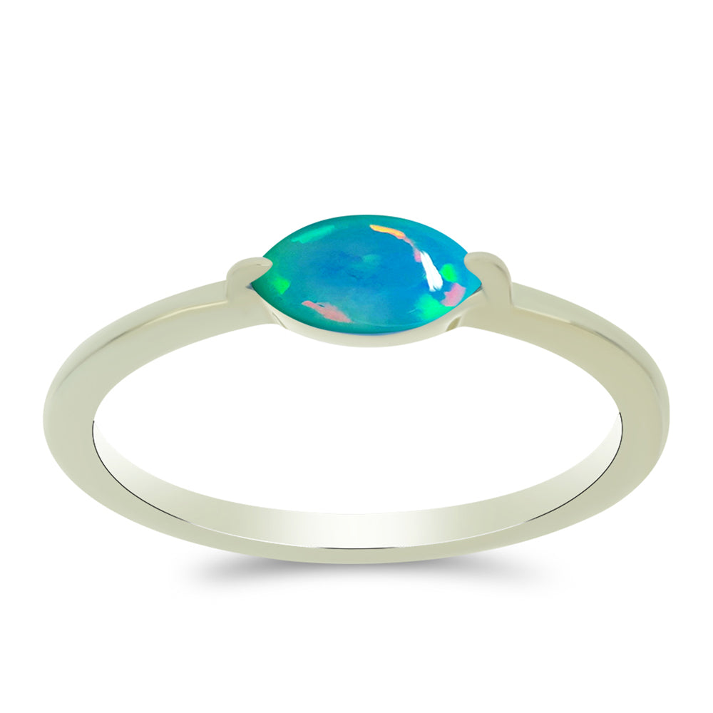 Inel din Argint 925 Placat cu Aur ( 1.49 grame ) cu Opal Albastru Etiopian Paraiba 0.35 Carate