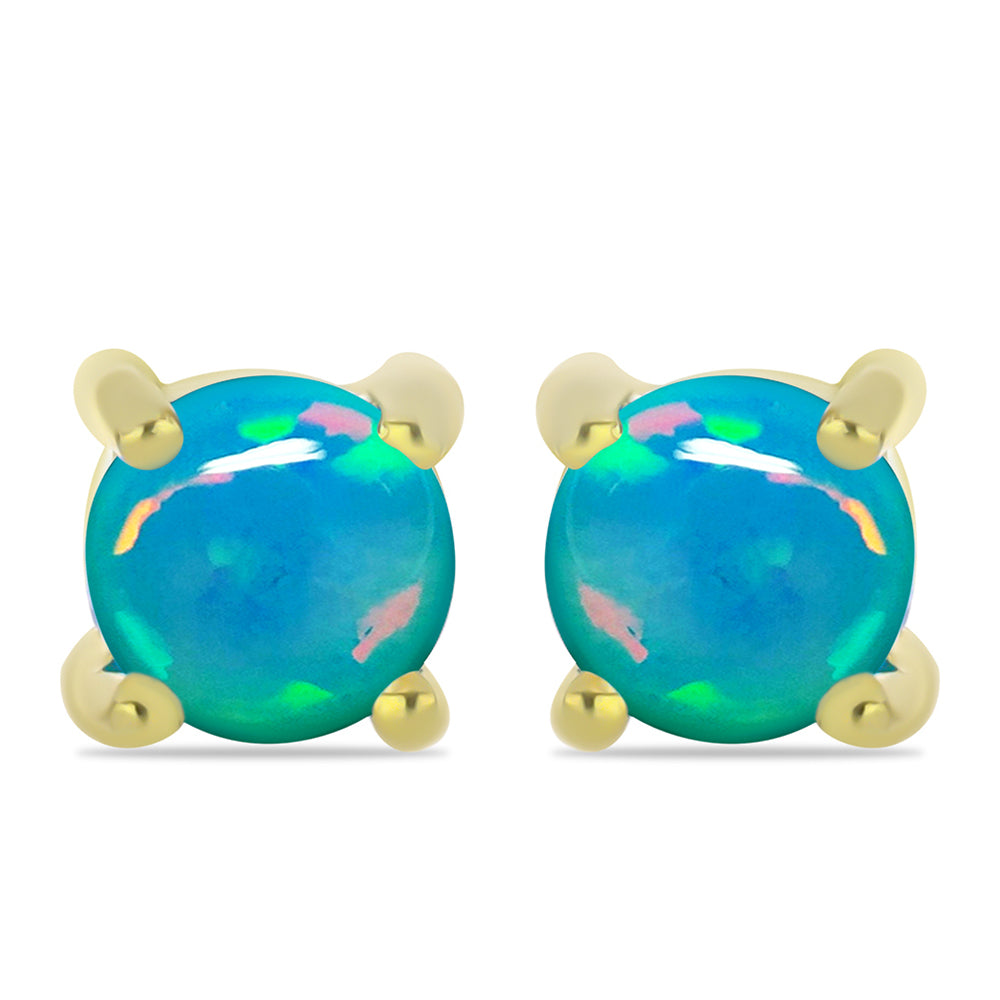 Cercei din Argint 925 Placat cu Aur ( 1.24 grame ) cu Opal Albastru Etiopian Paraiba 0.6 Carate