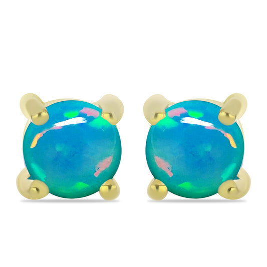 Cercei din Argint 925 Placat cu Aur ( 1.24 grame ) cu Opal Albastru Etiopian Paraiba 0.6 Carate