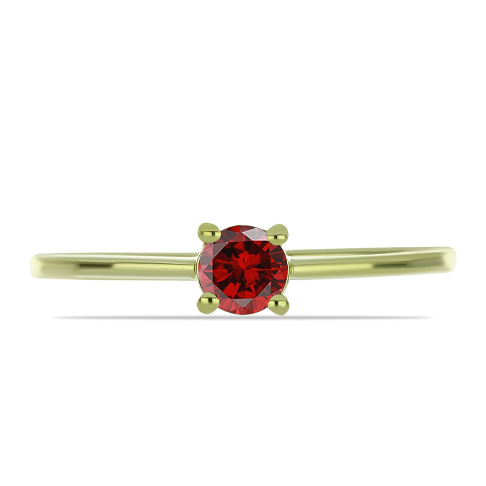 Inel din Argint 925 Placat cu Aur ( 1.34 grame ) cu Diamant Roșu 0.34 Carate 2 
