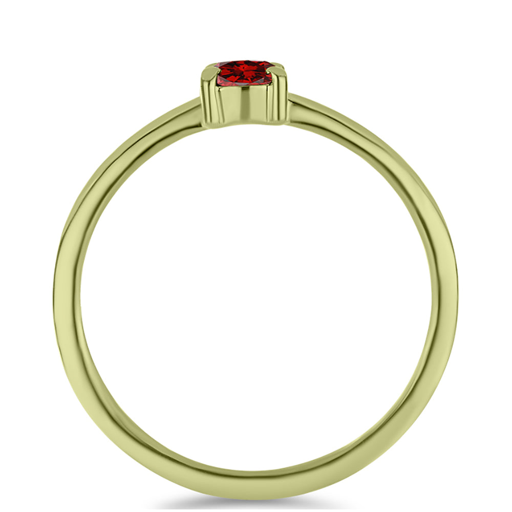 Inel din Argint 925 Placat cu Aur ( 1.34 grame ) cu Diamant Roșu 0.34 Carate 3 