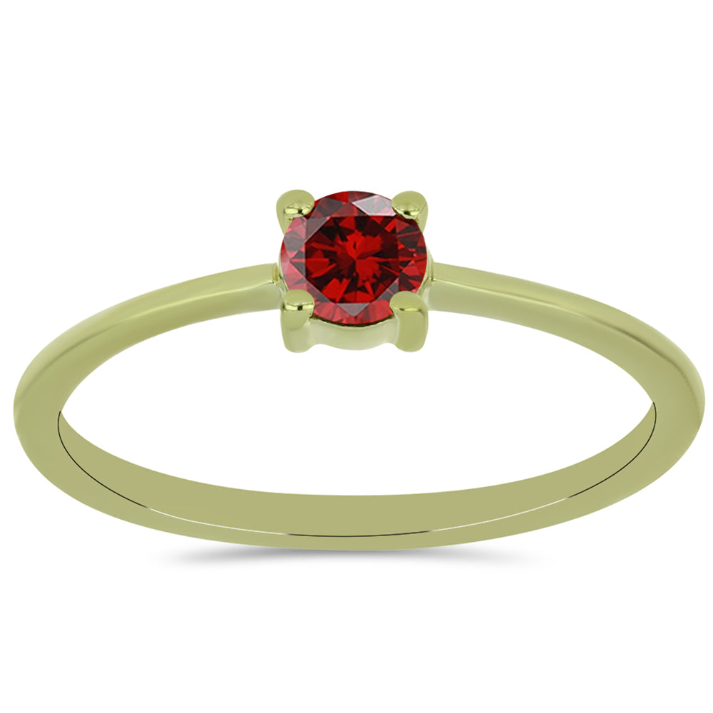 Inel din Argint 925 Placat cu Aur ( 1.34 grame ) cu Diamant Roșu 0.34 Carate 1 