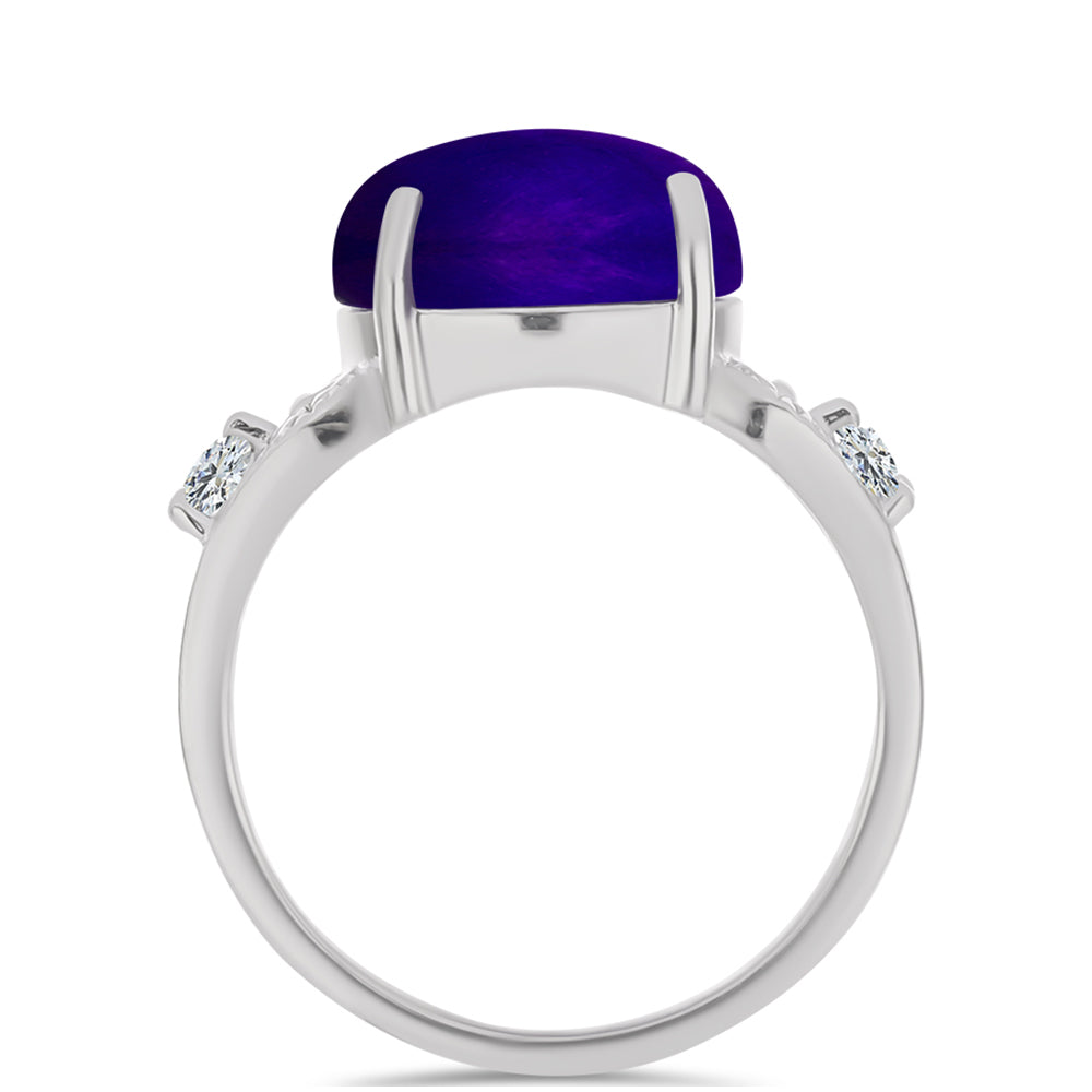 Inel din Argint 925 ( 3.41 grame ) cu Jad Violet și Topaz Alb 6.2 Carate 2 