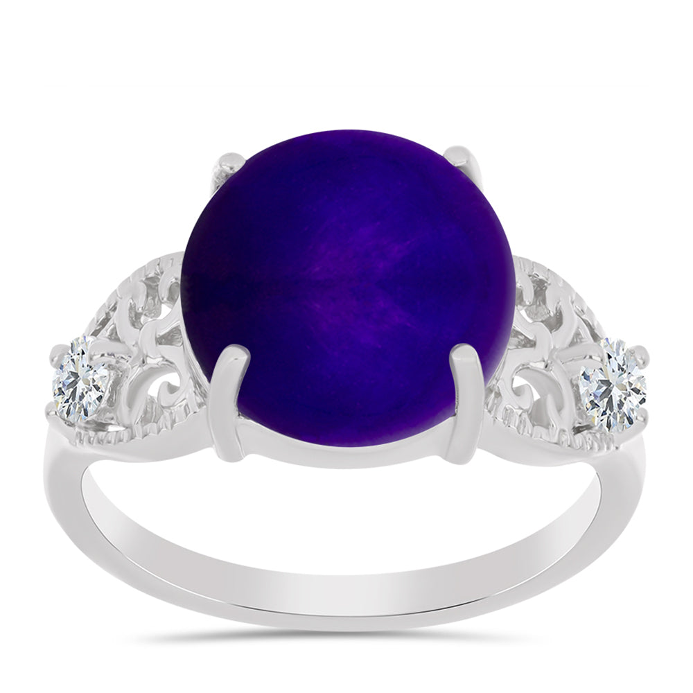 Inel din Argint 925 ( 3.41 grame ) cu Jad Violet și Topaz Alb 6.2 Carate