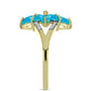 Inel din Argint 925 Placat cu Aur ( 3.77 grame ) cu Opal Albastru Etiopian Paraiba și Topaz Alb 1.33 Carate