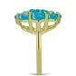 Inel din Argint 925 Placat cu Aur ( 4.11 grame ) cu Opal Albastru Etiopian Paraiba și Topaz Alb 1.55 Carate