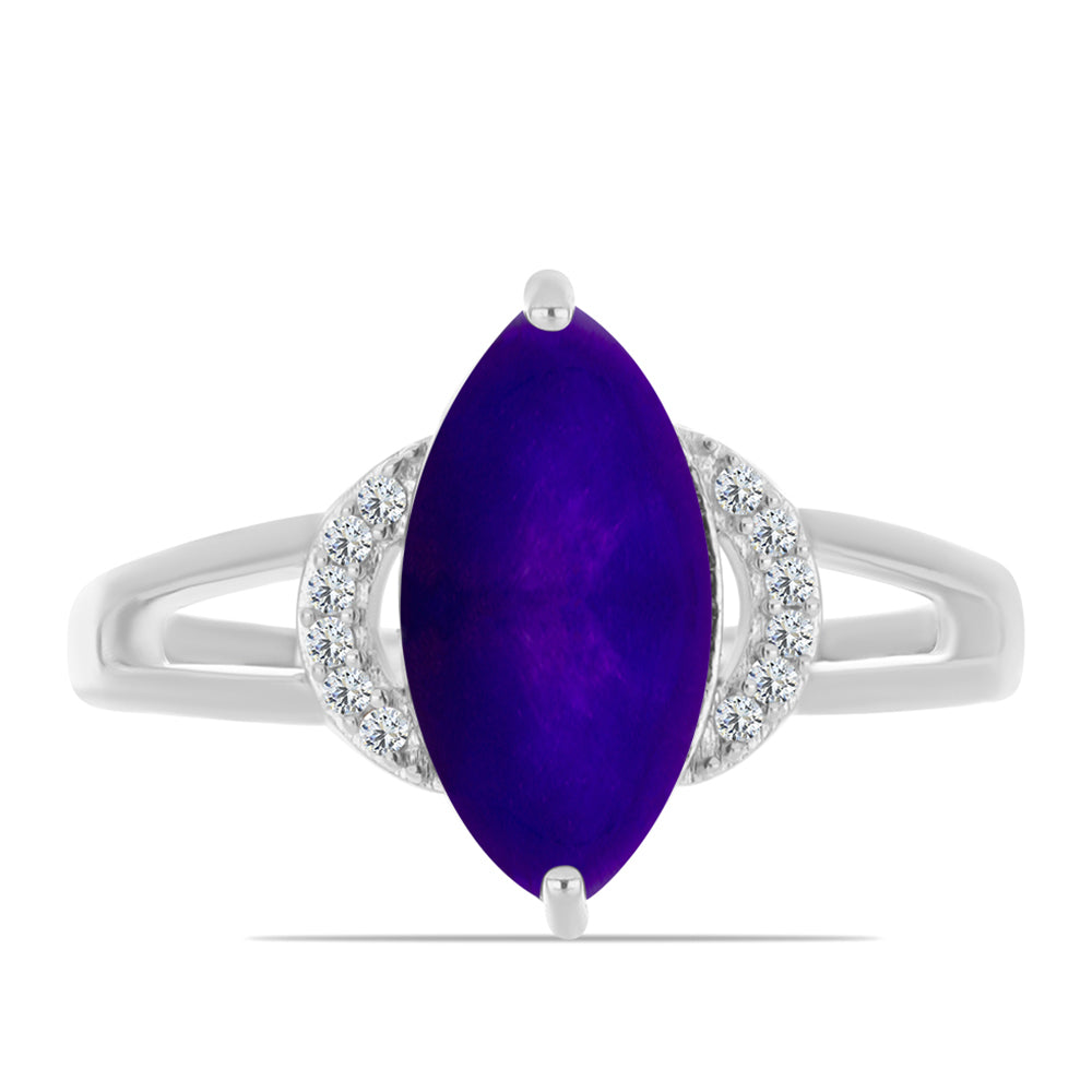 Inel din Argint 925 ( 2.47 grame ) cu Jad Violet și Topaz Alb 3.09 Carate 1 