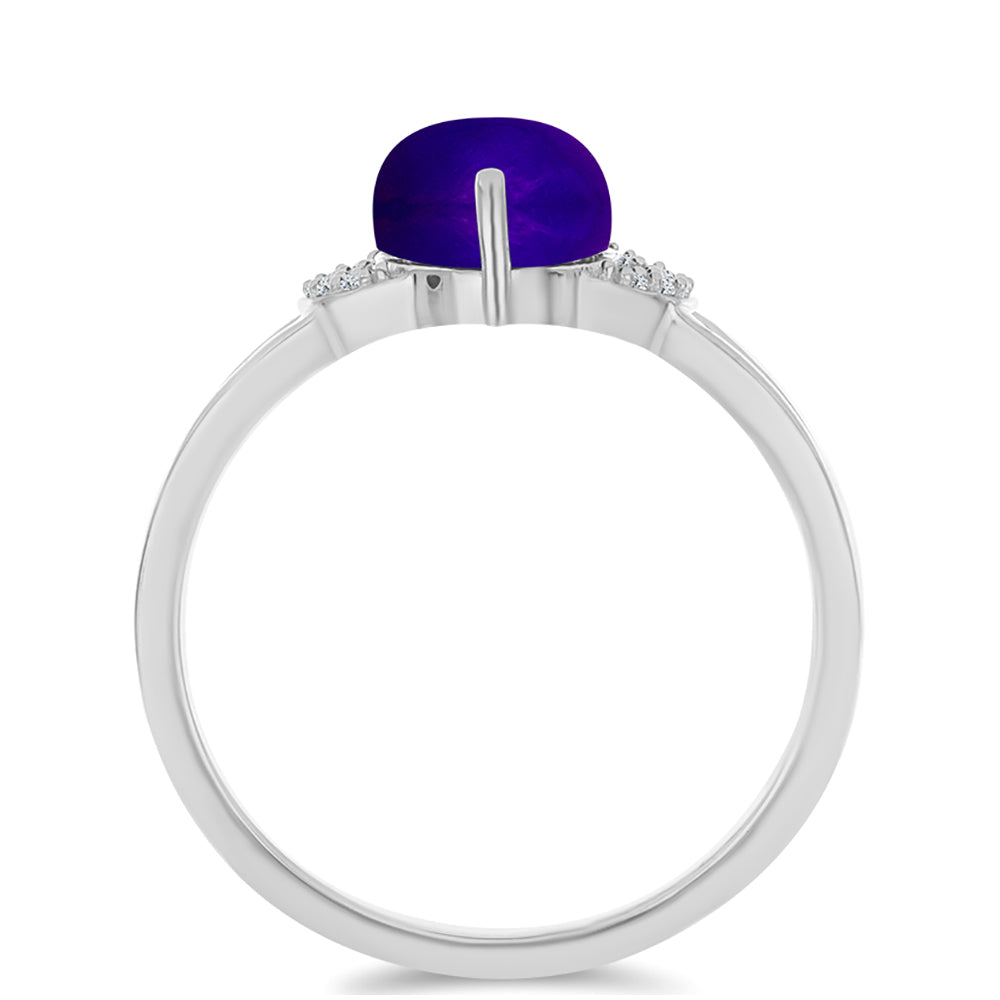 Inel din Argint 925 ( 2.47 grame ) cu Jad Violet și Topaz Alb 3.09 Carate 2 