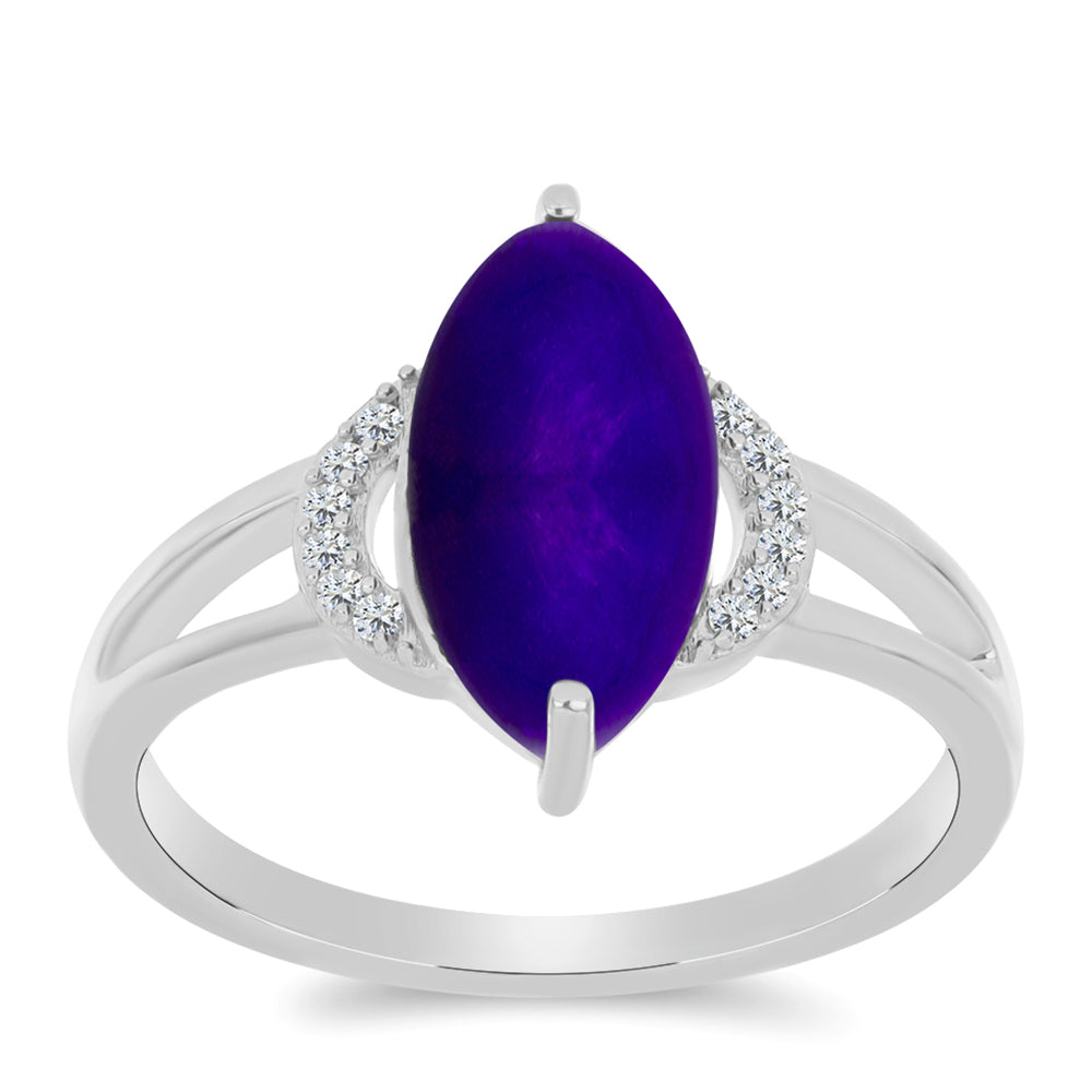 Inel din Argint 925 ( 2.47 grame ) cu Jad Violet și Topaz Alb 3.09 Carate