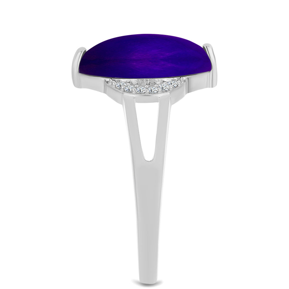 Inel din Argint 925 ( 2.47 grame ) cu Jad Violet și Topaz Alb 3.09 Carate 4 
