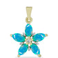 Pandantiv din Argint 925 Placat cu Aur ( 1.11 grame ) cu Opal Albastru Etiopian Paraiba și Topaz Alb 0.89 Carate