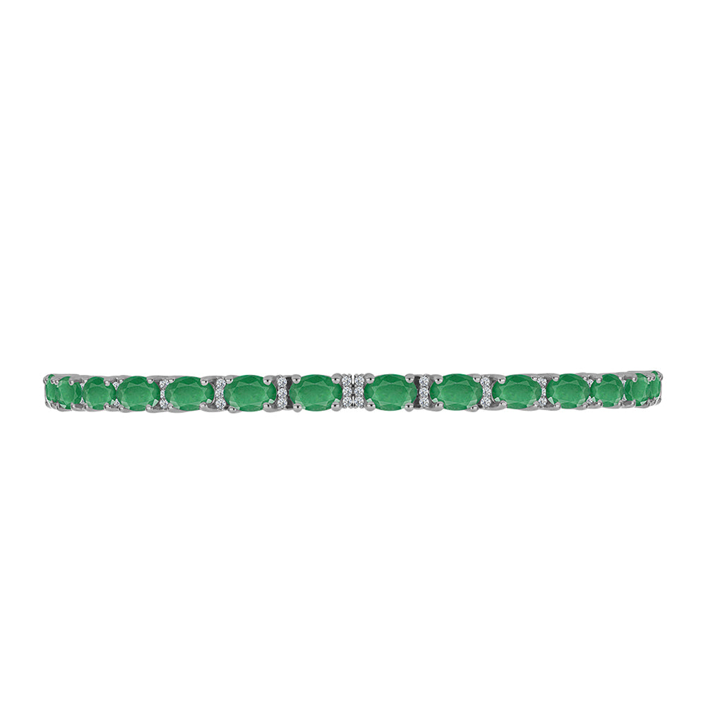 Brățară din Argint 925 ( 8.76 grame ) cu Smarald Brazilian și Topaz Alb 7.62 Carate 2 