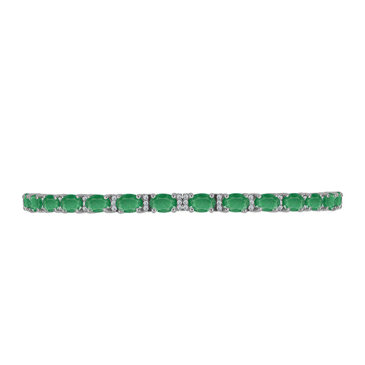 Brățară din Argint 925 ( 8.76 grame ) cu Smarald Brazilian și Topaz Alb 7.62 Carate