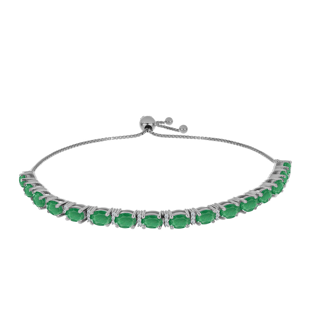 Brățară din Argint 925 ( 8.76 grame ) cu Smarald Brazilian și Topaz Alb 7.62 Carate 1 