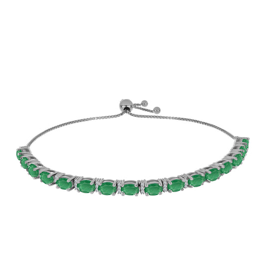Brățară din Argint 925 ( 8.76 grame ) cu Smarald Brazilian și Topaz Alb 7.62 Carate