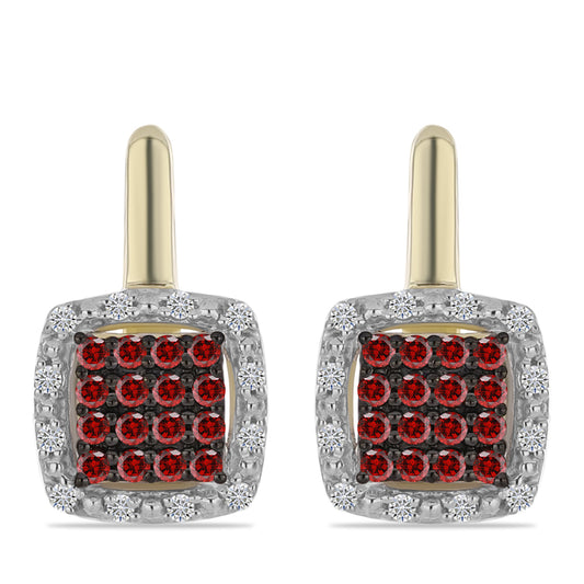 Cercei din Argint 925 Placat cu Aur ( 3.65 grame ) cu Diamant Roșu și Diamant Alb 0.42 Carate