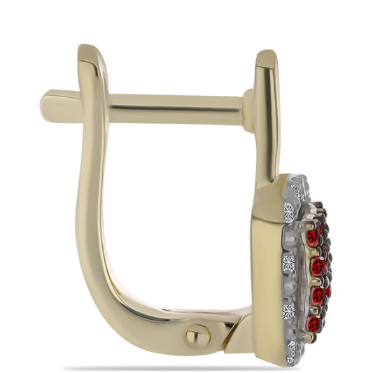 Cercei din Argint 925 Placat cu Aur ( 3.65 grame ) cu Diamant Roșu și Diamant Alb 0.42 Carate