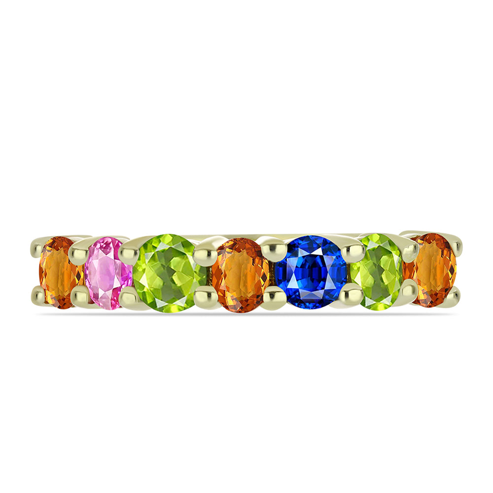 Inel din Argint 925 Placat cu Aur ( 2.58 grame ) cu Safir Rosebery Curcubeu 1.94 Carate