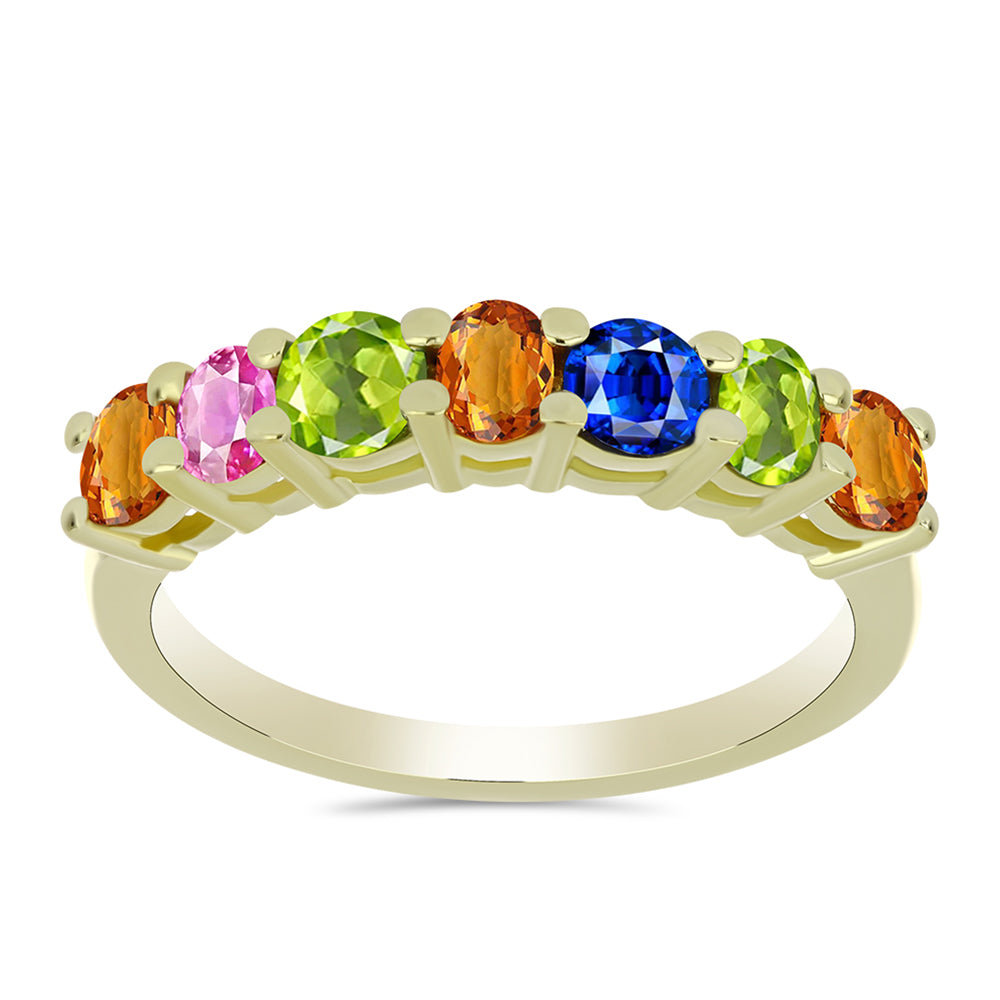 Inel din Argint 925 Placat cu Aur ( 2.58 grame ) cu Safir Rosebery Curcubeu 1.94 Carate 1 