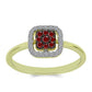 Inel din Argint 925 Placat cu Aur ( 2.1 grame ) cu Diamant Roșu și Diamant Alb 0.26 Carate