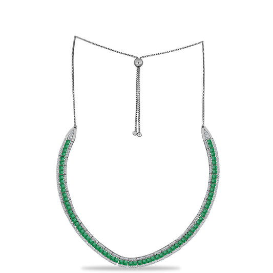 Colier din Argint 925 ( 18.62 grame ) cu Smarald Brazilian și Topaz Alb 13.84 Carate