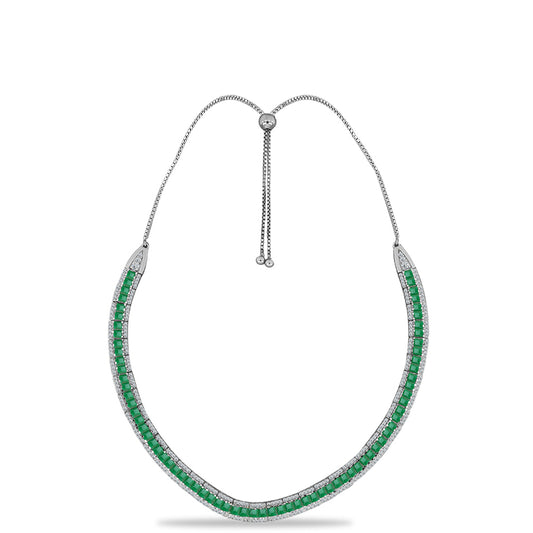 Colier din Argint 925 ( 18.62 grame ) cu Smarald Brazilian și Topaz Alb 13.84 Carate