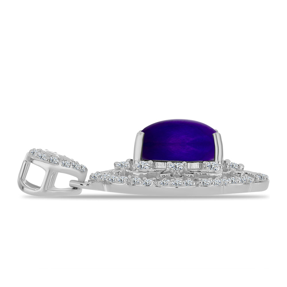 Pandantiv din Argint 925 ( 2.5 grame ) cu Jad Violet și Topaz Alb 3.39 Carate 4 