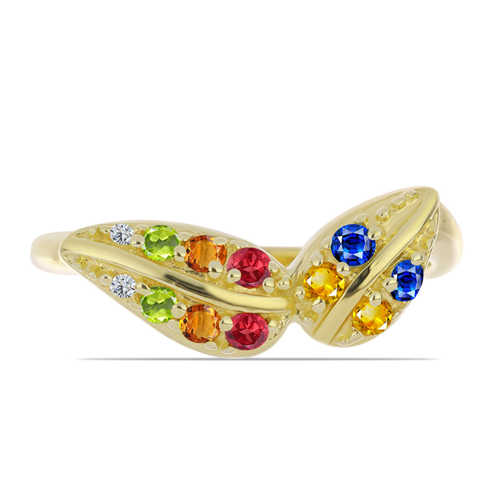 Inel din Argint 925 Placat cu Aur ( 2.61 grame ) cu Safir Rosebery Curcubeu și Topaz Alb 0.42 Carate 1 