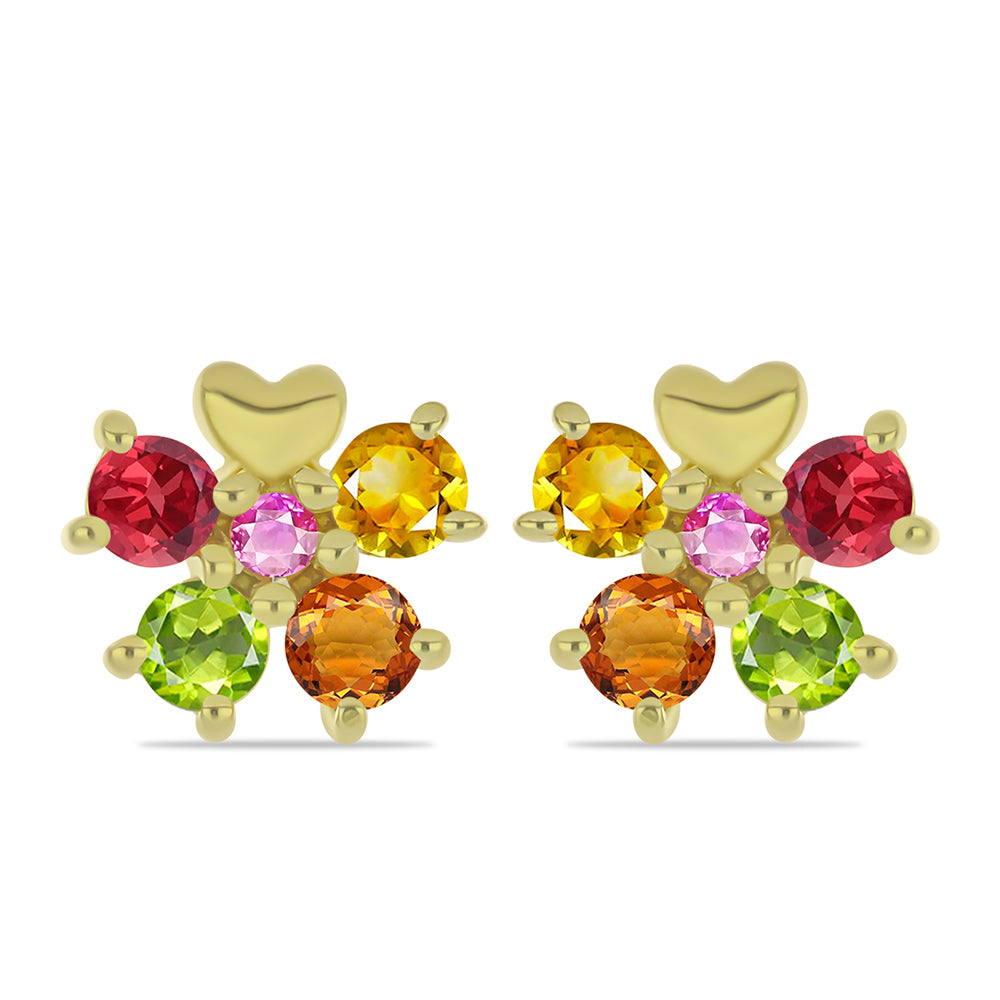 Cercei din Argint 925 Placat cu Aur ( 1.95 grame ) cu Safir Rosebery Curcubeu 1.29 Carate 1 