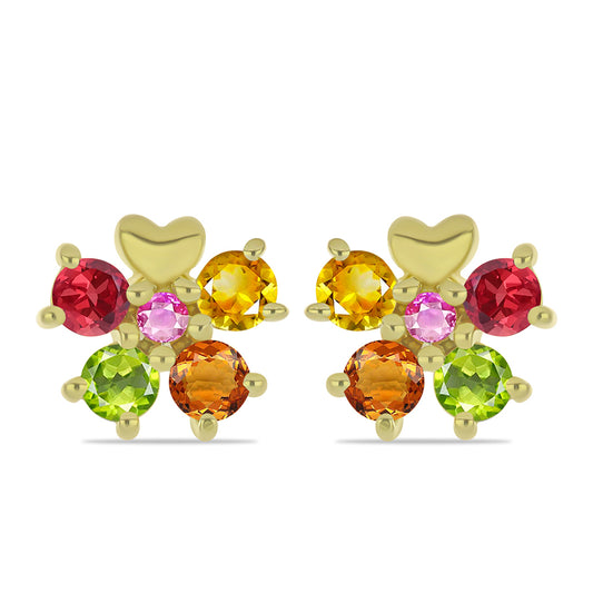 Cercei din Argint 925 Placat cu Aur ( 1.95 grame ) cu Safir Rosebery Curcubeu 1.29 Carate