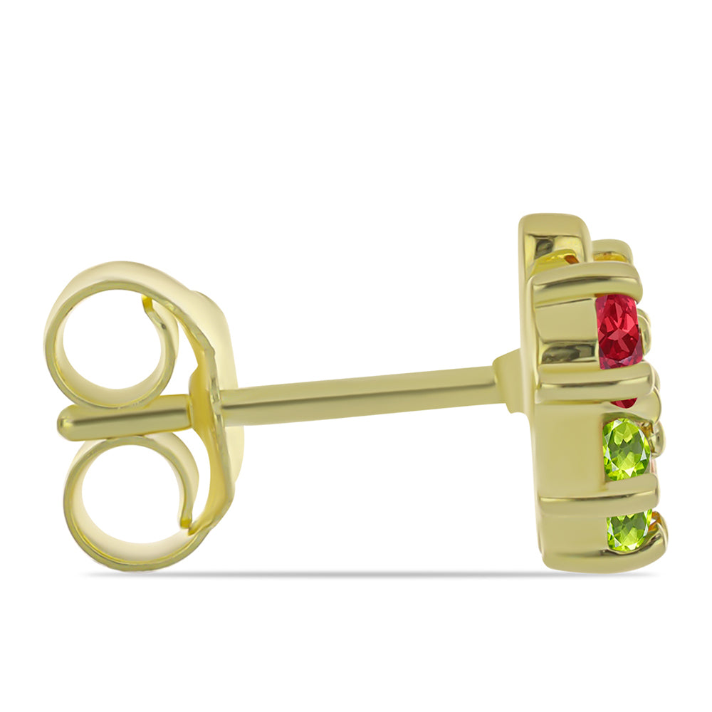 Cercei din Argint 925 Placat cu Aur ( 1.95 grame ) cu Safir Rosebery Curcubeu 1.29 Carate 2 