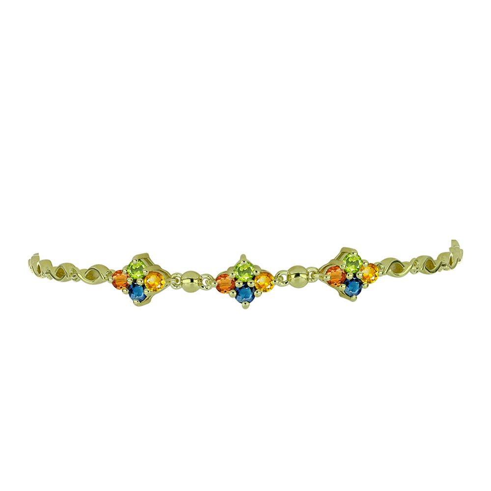 Brățară din Argint 925 Placat cu Aur ( 6.14 grame ) cu Safir Rosebery Curcubeu 1.81 Carate