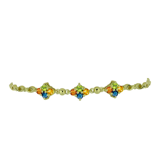Brățară din Argint 925 Placat cu Aur ( 6.14 grame ) cu Safir Rosebery Curcubeu 1.81 Carate