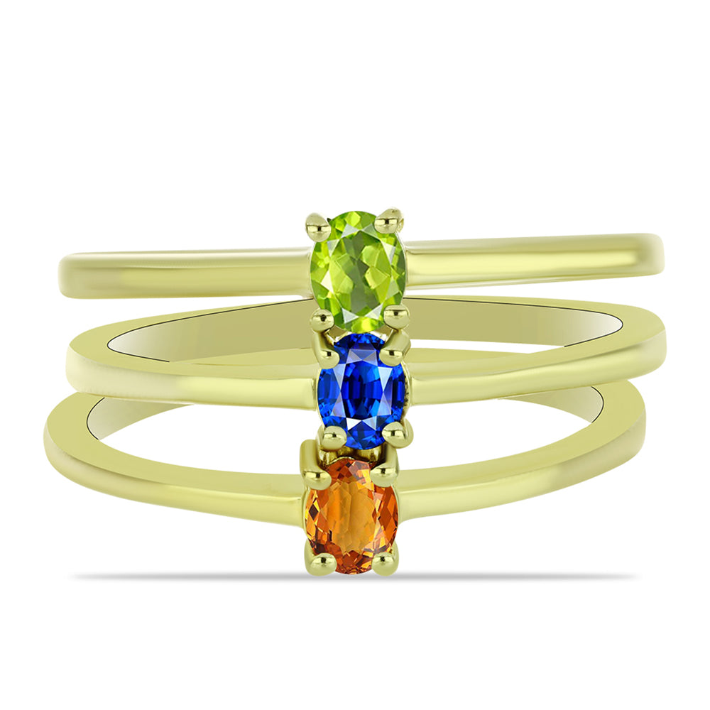 Set din Argint 925 Placat cu Aur ( 4.15 grame ) cu Safir Albastru Australian și Safir Padparadscha 0.72 Carate ( Inel )